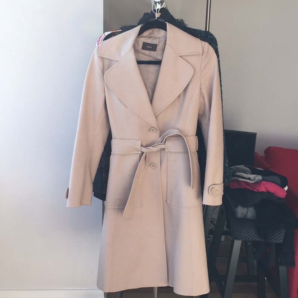 Reiss London trench coat with accordion back.